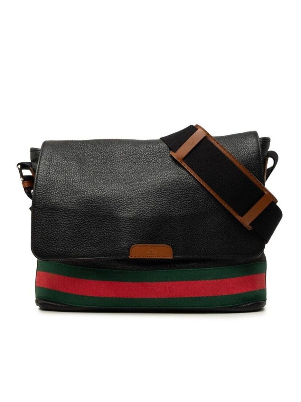 Gucci Sherry Line Crossbody Shoulder Bag Black Green Red Leather Canvas